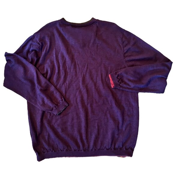 Robert Graham 100% Wool Classic Preppy V-Neck Sweater 2XL - Picture 5 of 5